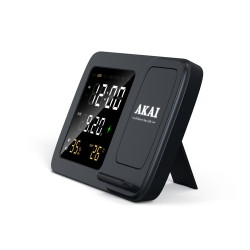 Akai ACRW-3500 – Ασύρματος Φορτιστής Qi έως 15W με Διπλό Ξυπνητήρι, LED Οθόνη & Αισθητήρες Θερμοκρασίας/Υγρασίας