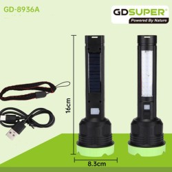LED Ηλιακός επαναφορτιζόμενος φακός GD-8936A