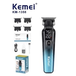 Kemei KM-1358 Κουρευτική Μηχανή Επαναφορτιζόμενη με LED Οθόνη