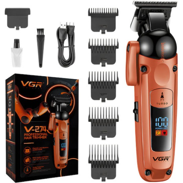 VGR Orange Επαναφορτιζόμενη Κουρευτική Μηχανή V-274 VGR Orange Επαναφορτιζόμενη Κουρευτική Μηχανή V-274