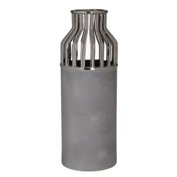 Inart Κεραμικό Βάζο Μ12.5Π12.5Υ22.5 Ασημί, Γκρι 3-70-503-0046