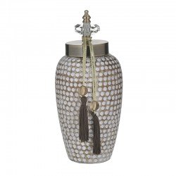 Inart Δοχείο Με Καπάκι Μ14Π14Υ31 Λευκό-Ιβουάρ, Φυσικό-Μπεζ 3-70-743-0175